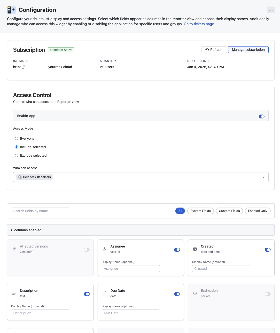 Custom Ticket Views - configuration